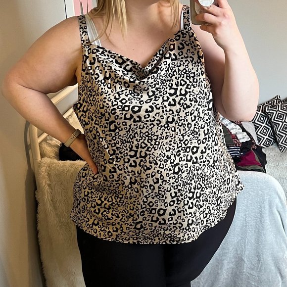Skies Are Blue Tops - Leopard Silk Tank